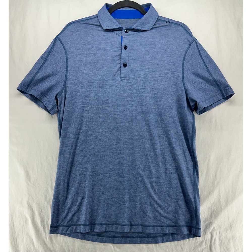 Lululemon Evolution Polo Shirt Mens Blue Heather Short Sleeve Golf Top M